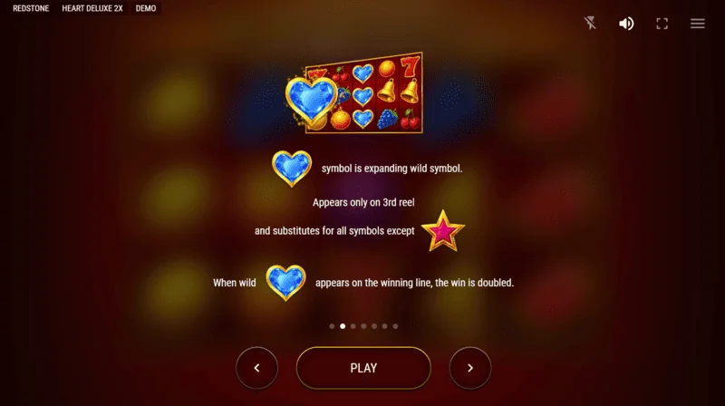 Heart Deluxe 2x - conjunto de símbolos: siete, campana, frutas